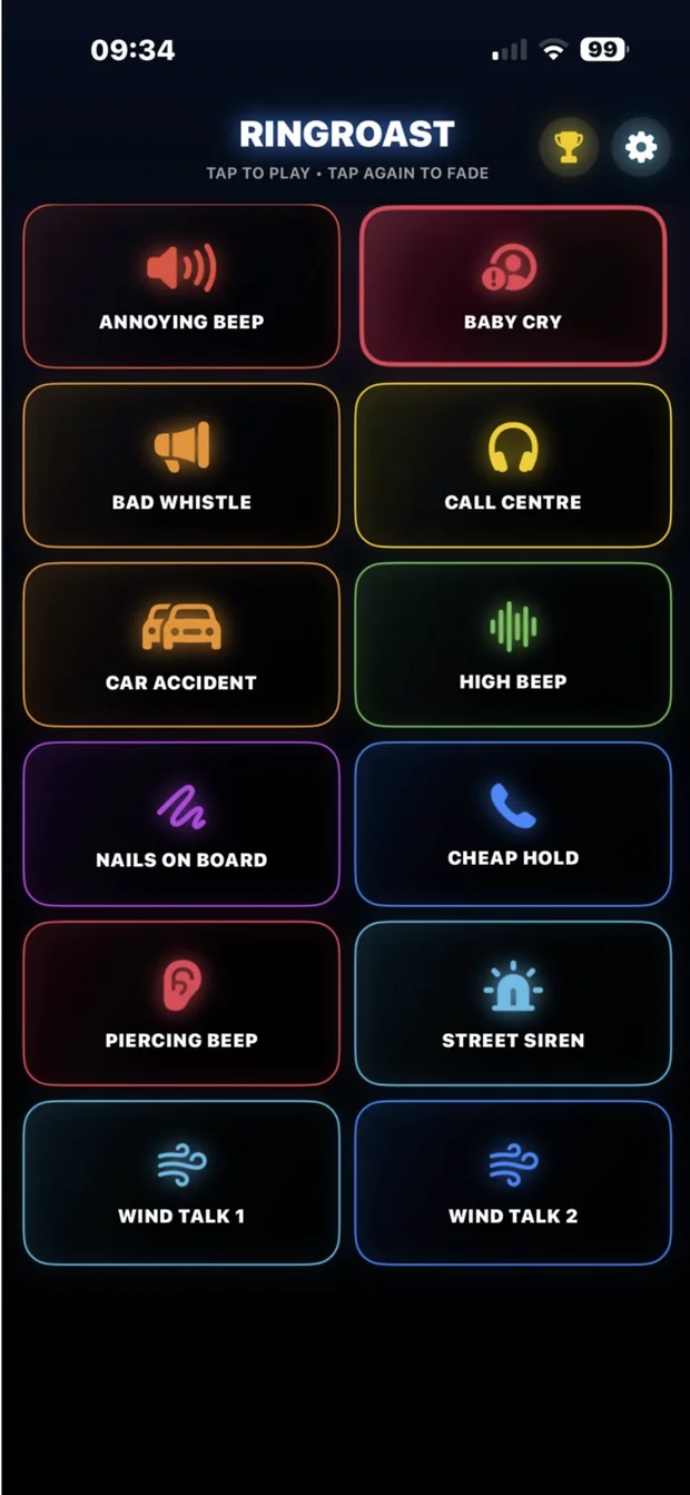 RingRoast soundboard interface